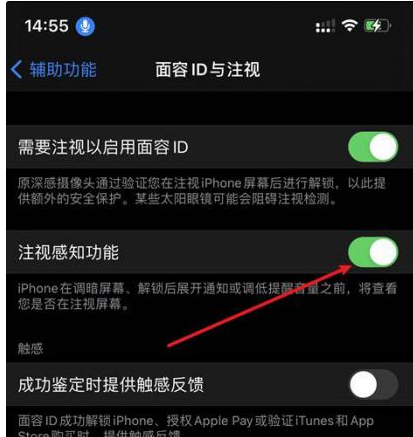 潜江苹果14维修网点分享iPhone14注视感知功能有什么用 